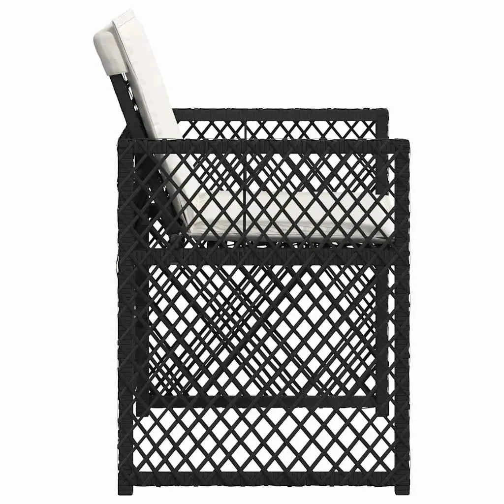 Outdoor Garden Chairs 4 Pieces Black Poly Rattan Cushions