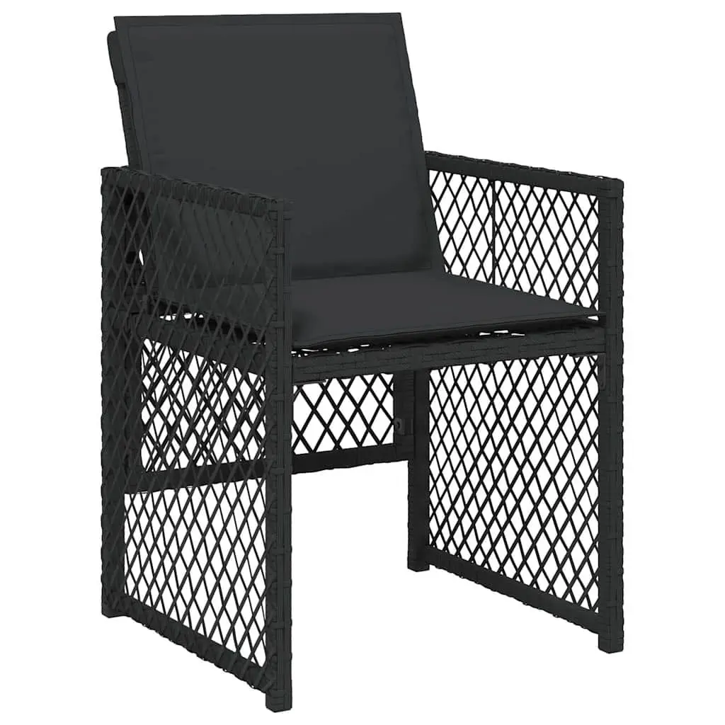Garden Seating Chairs Set 4 Pieces Black Poly Rattan with Cushions for Outdoor Relaxation