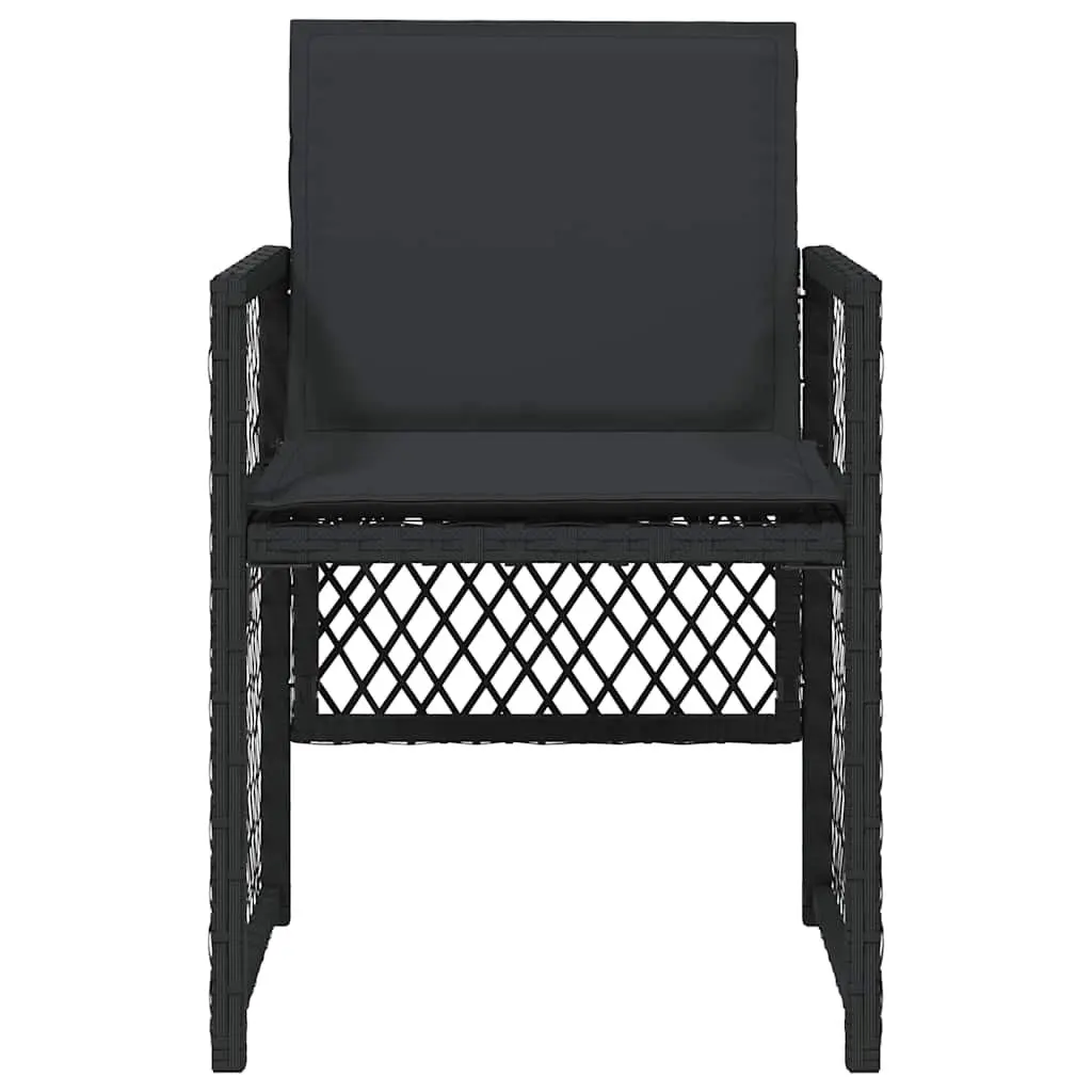 Garden Seating Chairs Set 4 Pieces Black Poly Rattan with Cushions for Outdoor Relaxation