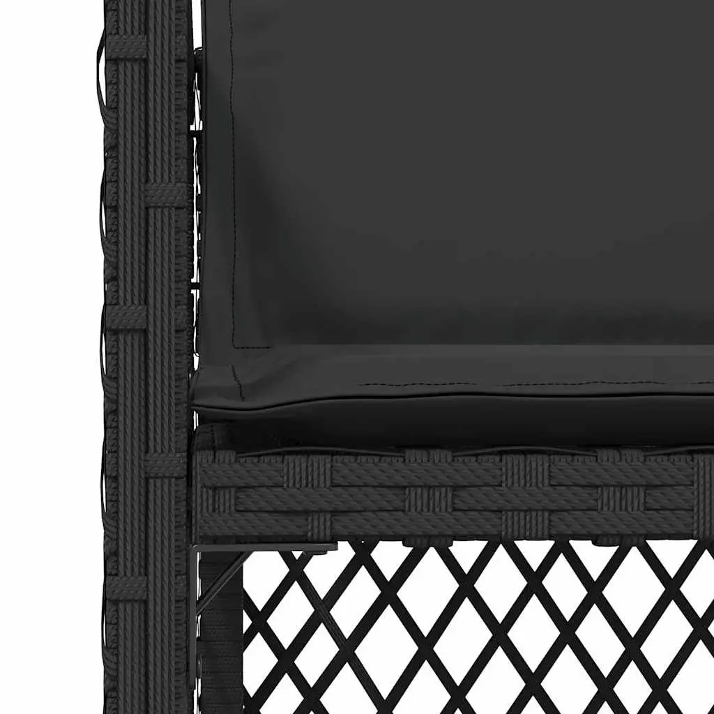 Garden Seating Chairs Set 4 Pieces Black Poly Rattan with Cushions for Outdoor Relaxation