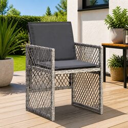 Reliable Grey Outdoor Garden Chairs - 4 Piece Set with Cushions
