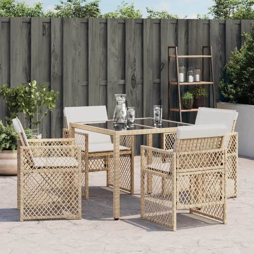 Outdoor Garden Chairs Set 4 pcs with Cushions Beige Poly Rattan Seating
