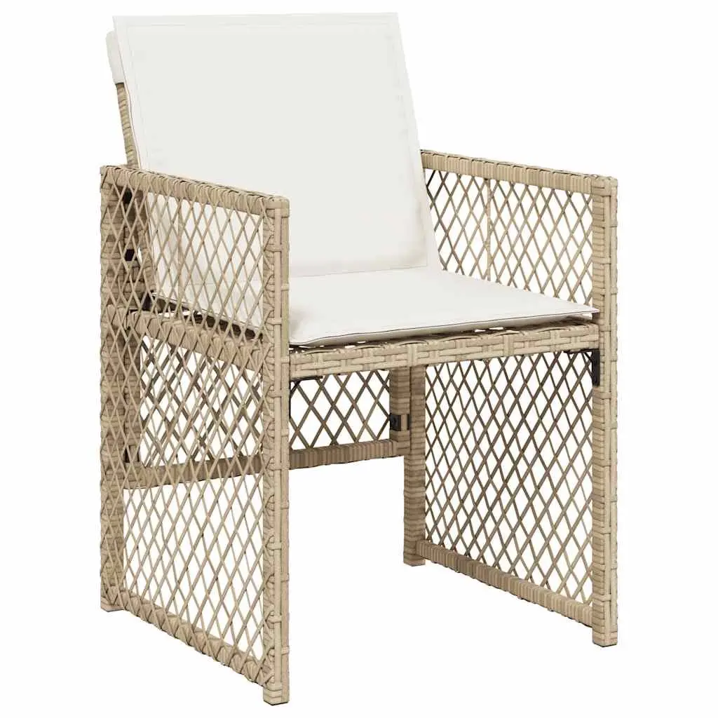 Outdoor Garden Chairs Set 4 pcs with Cushions Beige Poly Rattan Seating