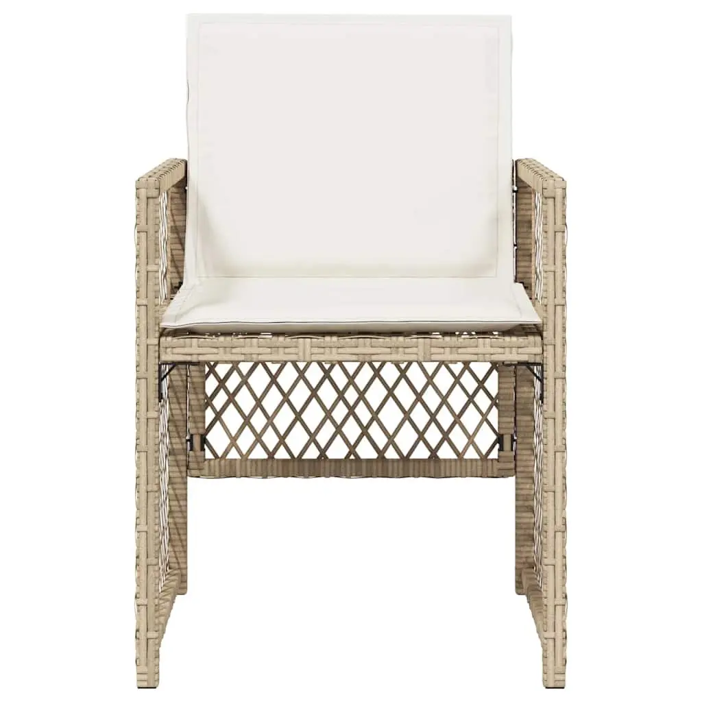 Outdoor Garden Chairs Set 4 pcs with Cushions Beige Poly Rattan Seating