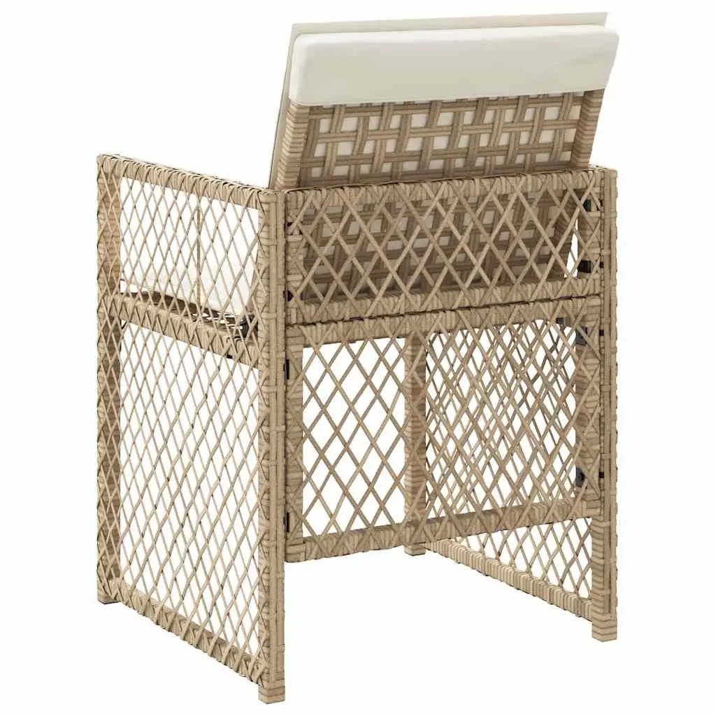 Outdoor Garden Chairs Set 4 pcs with Cushions Beige Poly Rattan Seating