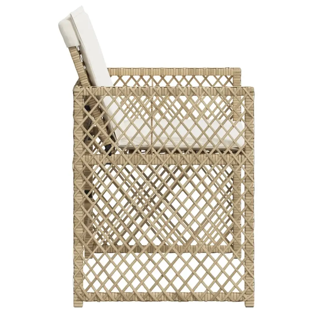 Outdoor Garden Chairs Set 4 pcs with Cushions Beige Poly Rattan Seating