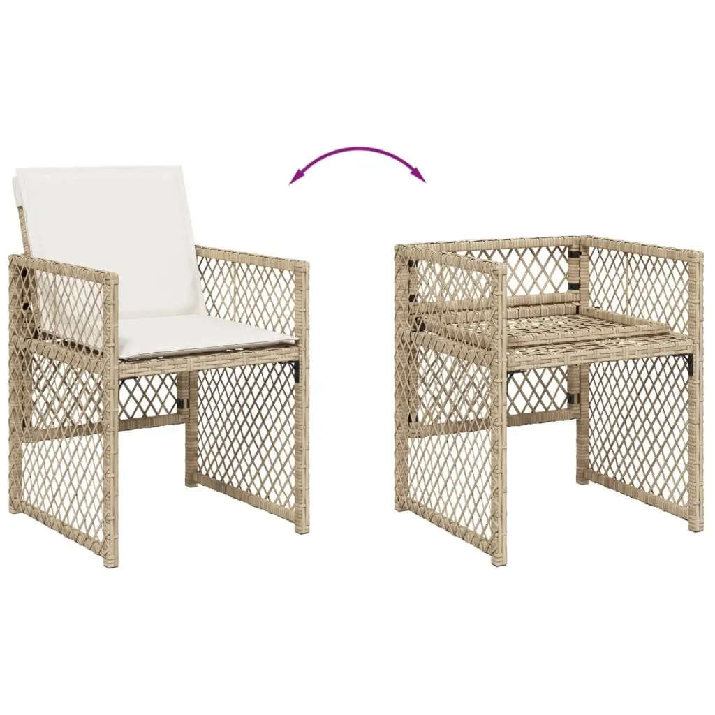 Outdoor Garden Chairs Set 4 pcs with Cushions Beige Poly Rattan Seating