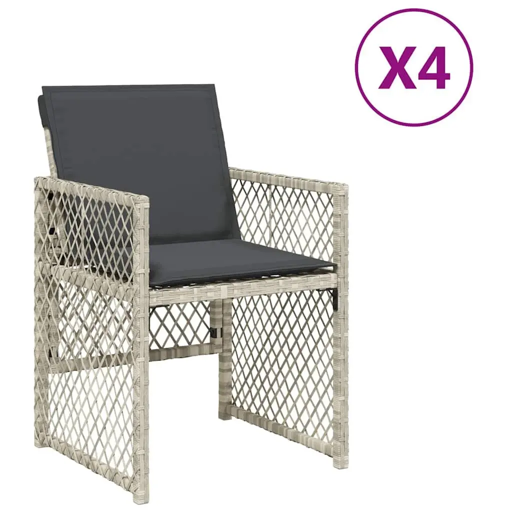 Garden Chairs Outdoor Seating 4 Piece Grey Poly Rattan Folding