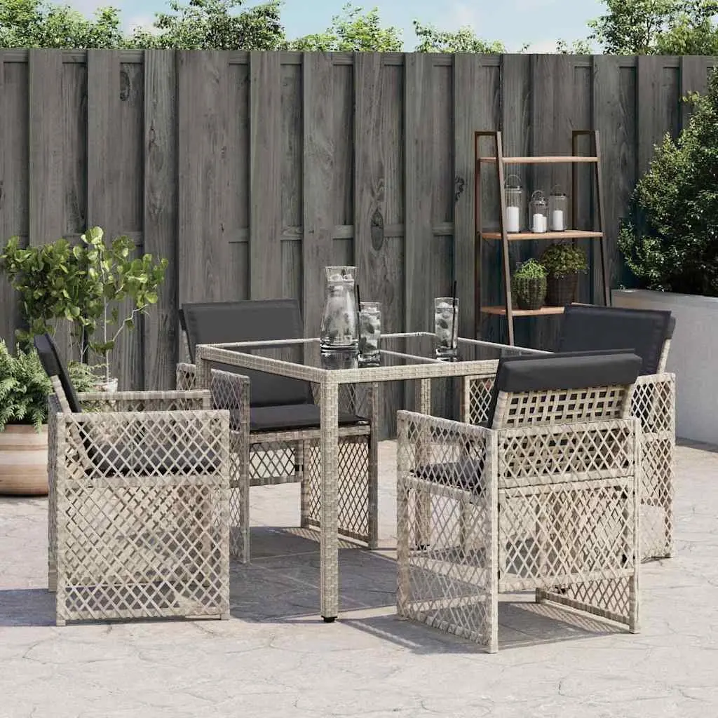 Garden Chairs Outdoor Seating 4 Piece Grey Poly Rattan Folding