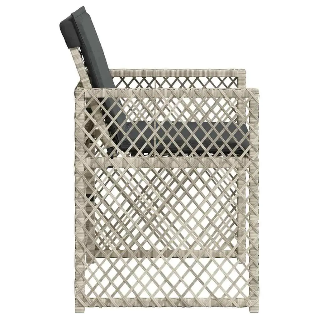 Garden Chairs Outdoor Seating 4 Piece Grey Poly Rattan Folding