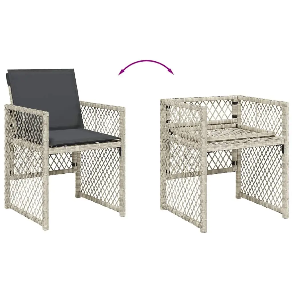 Garden Chairs Outdoor Seating 4 Piece Grey Poly Rattan Folding
