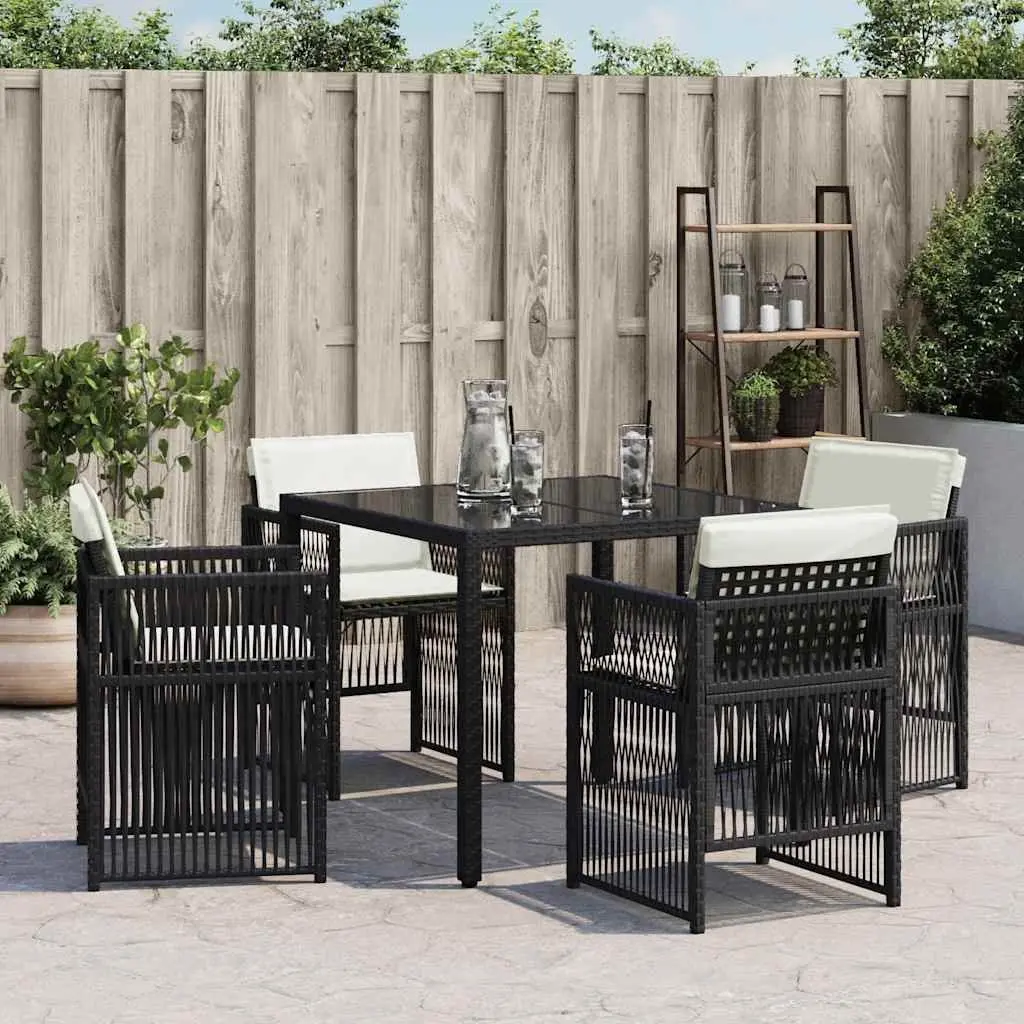 Outdoor Chairs 4 Pieces Garden Seating with Padded Cushions Black Poly Rattan