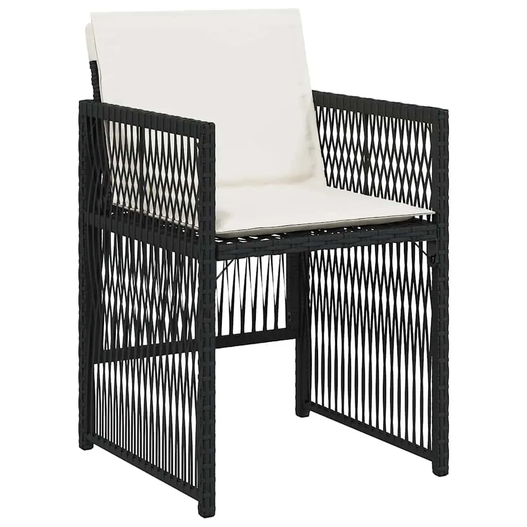 Outdoor Chairs 4 Pieces Garden Seating with Padded Cushions Black Poly Rattan