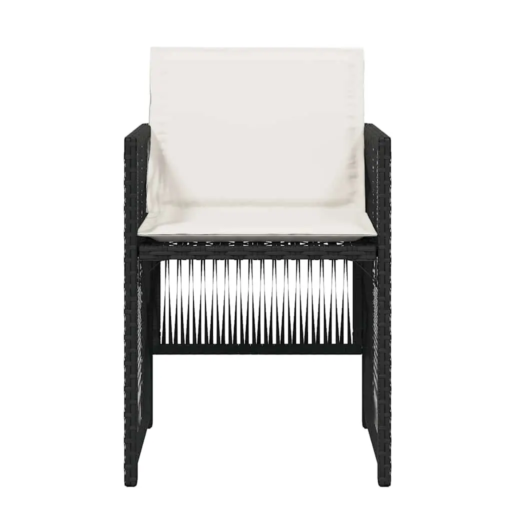 Outdoor Chairs 4 Pieces Garden Seating with Padded Cushions Black Poly Rattan