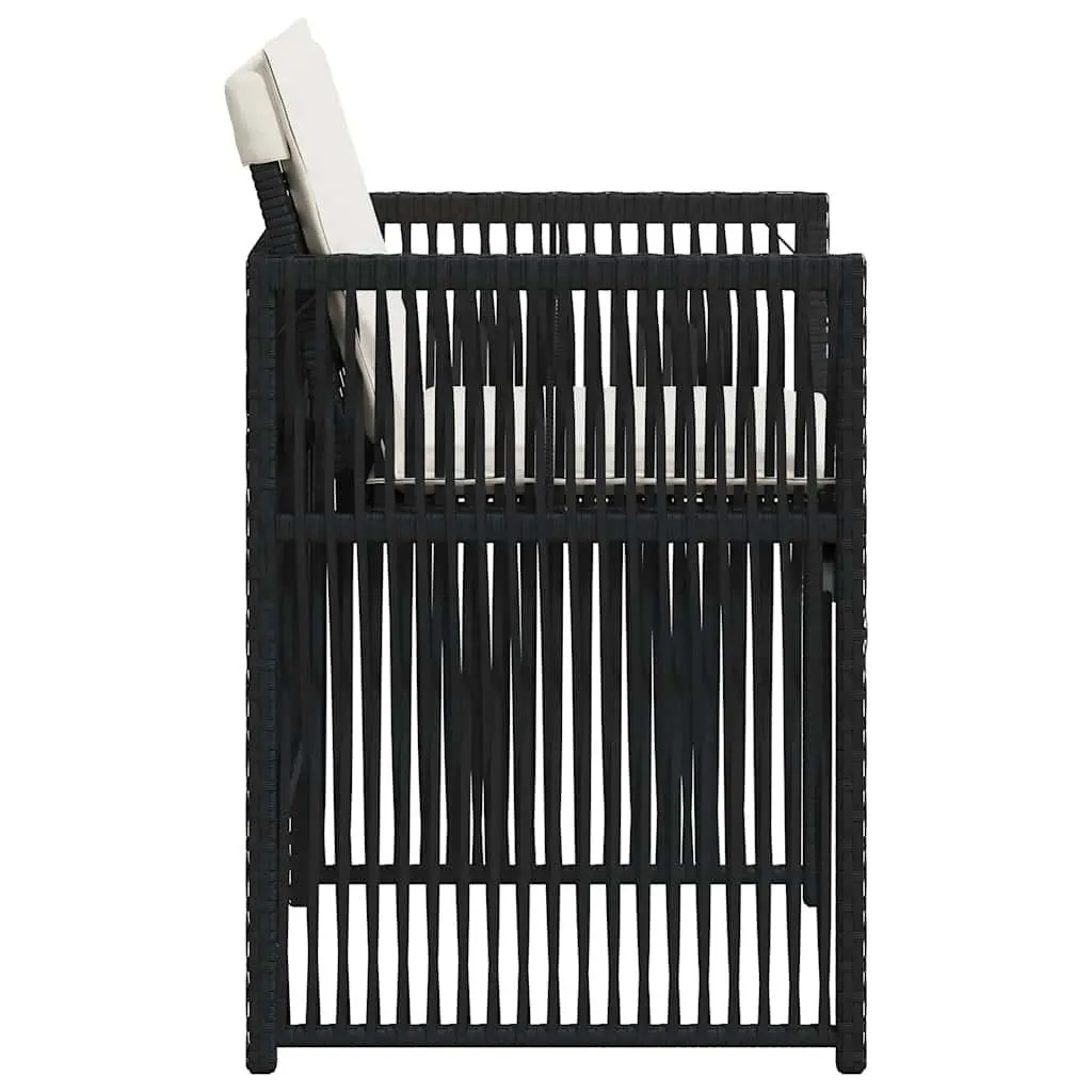 Outdoor Chairs 4 Pieces Garden Seating with Padded Cushions Black Poly Rattan
