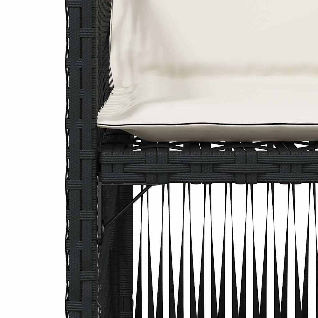 Outdoor Chairs 4 Pieces Garden Seating with Padded Cushions Black Poly Rattan
