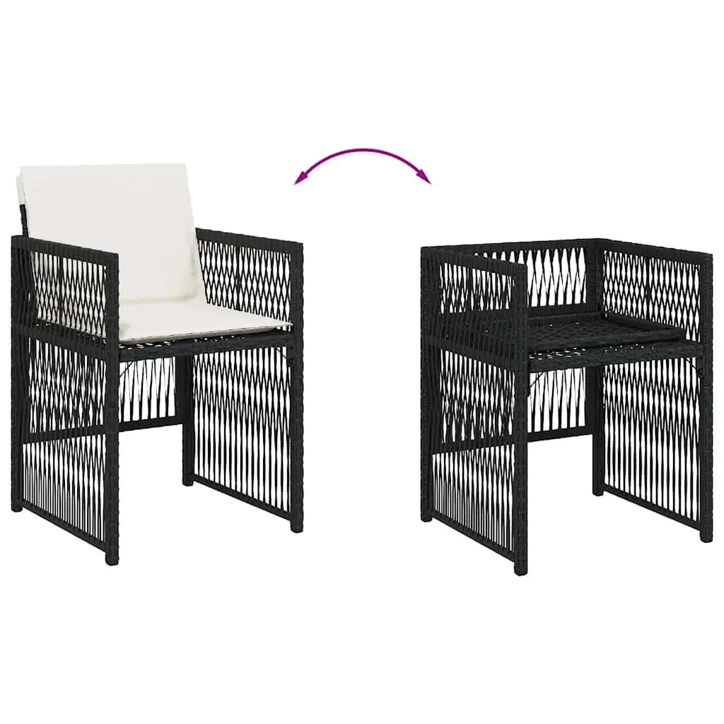 Outdoor Chairs 4 Pieces Garden Seating with Padded Cushions Black Poly Rattan