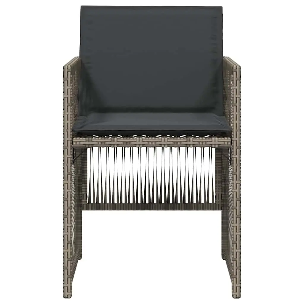 Outdoor Garden Chairs Set 4 pcs Grey Poly Rattan Seat with Cushions