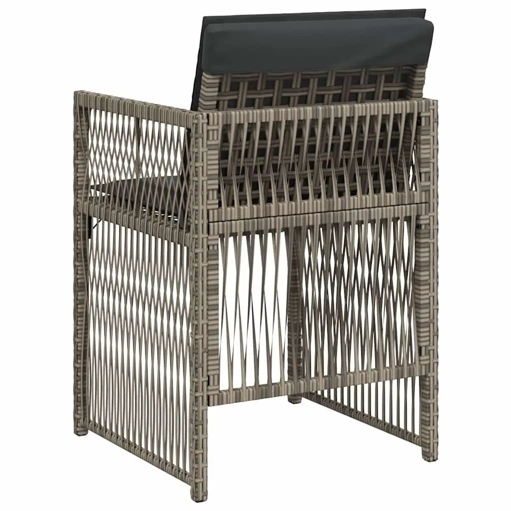 Outdoor Garden Chairs Set 4 pcs Grey Poly Rattan Seat with Cushions
