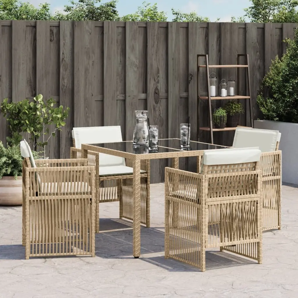 Outdoor Garden Chairs Set 4 pcs Cushions Beige Poly Rattan Furniture