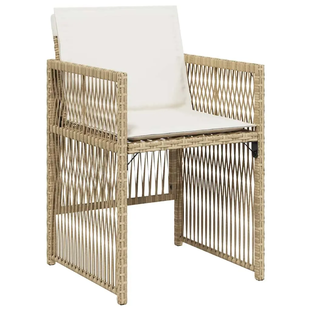 Outdoor Garden Chairs Set 4 pcs Cushions Beige Poly Rattan Furniture