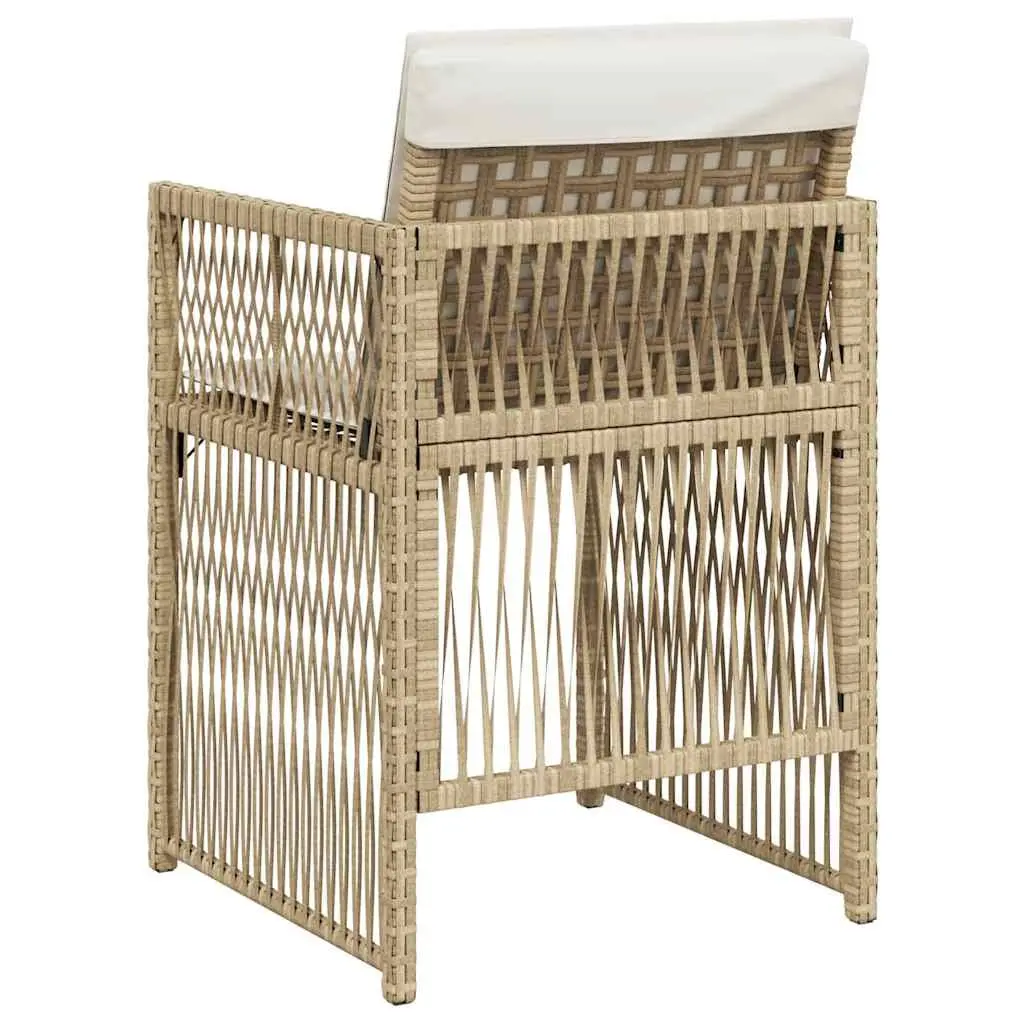Outdoor Garden Chairs Set 4 pcs Cushions Beige Poly Rattan Furniture