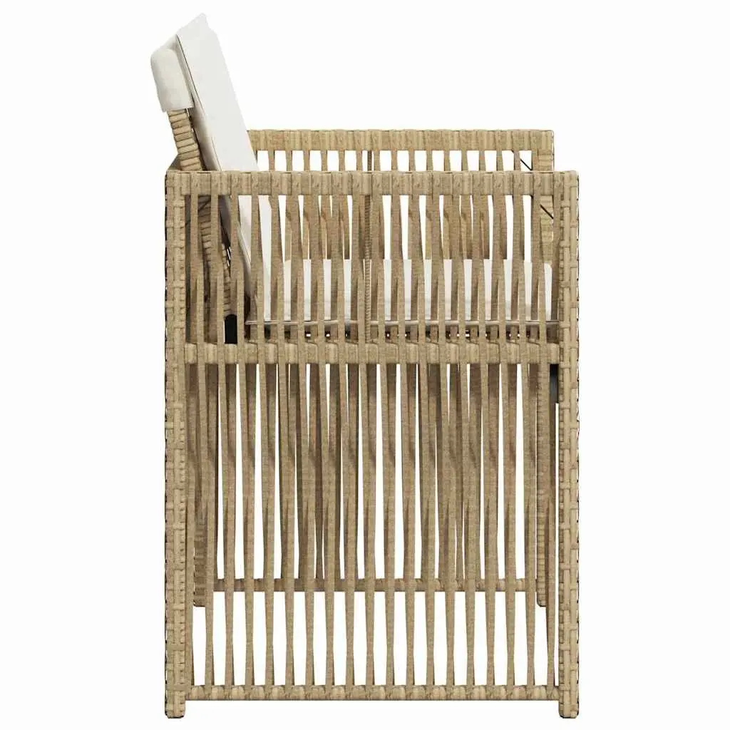 Outdoor Garden Chairs Set 4 pcs Cushions Beige Poly Rattan Furniture