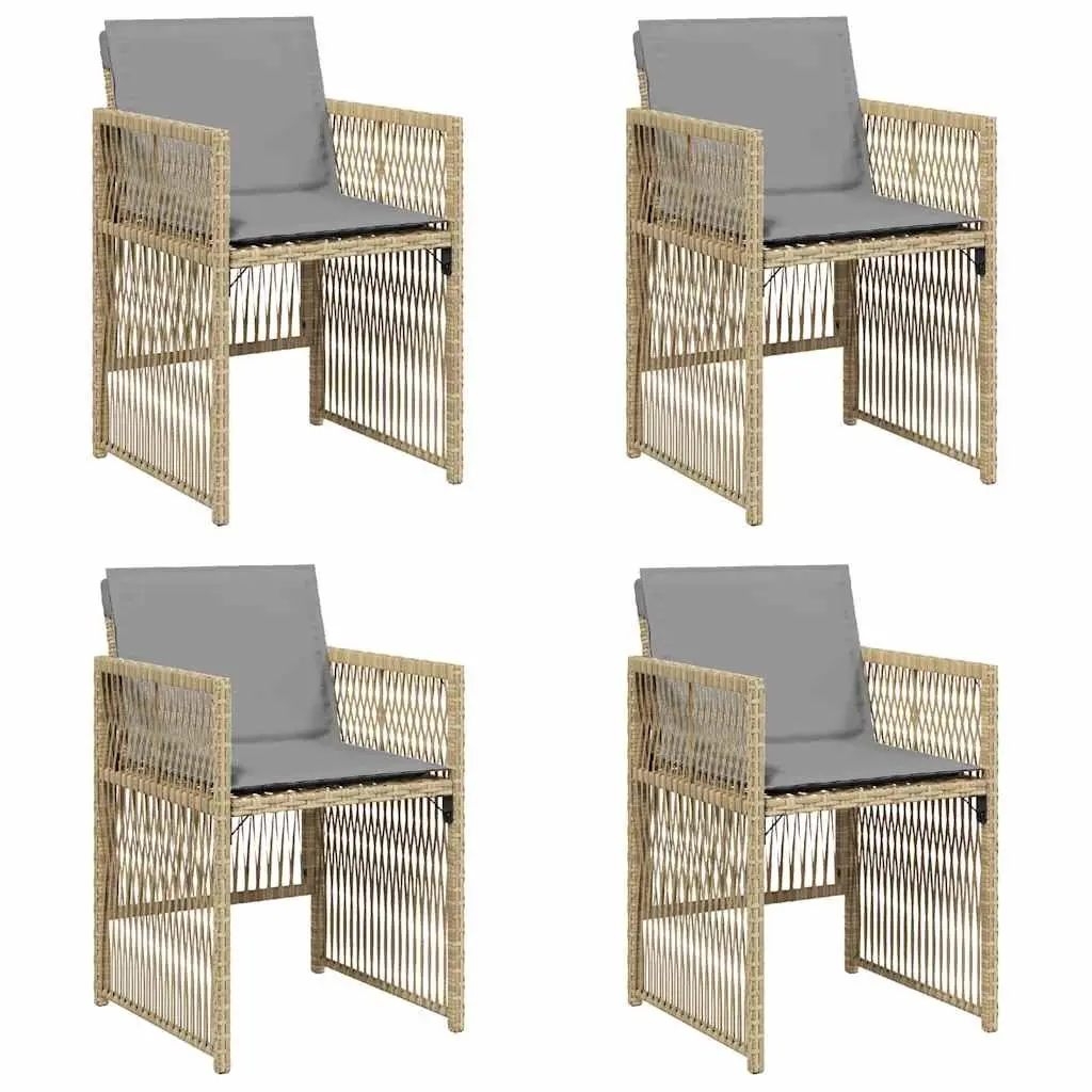 Outdoor Garden Chairs Set 4 Piece Cushioned Patio Seating Beige