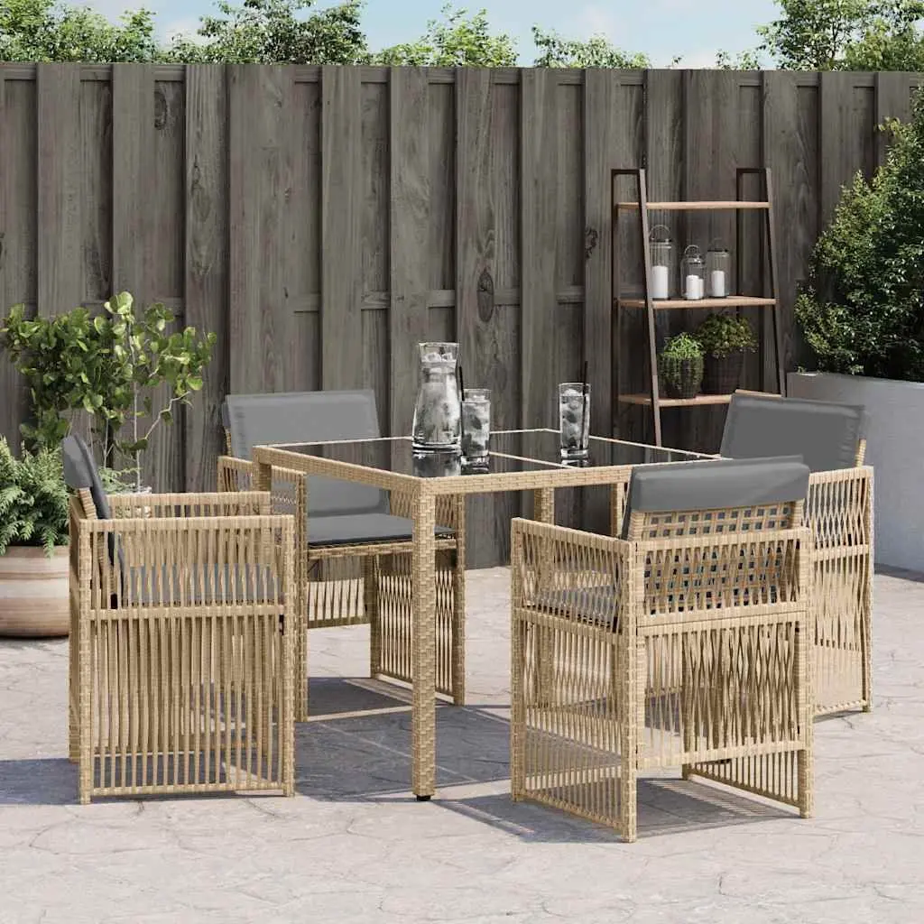 Outdoor Garden Chairs Set 4 Piece Cushioned Patio Seating Beige