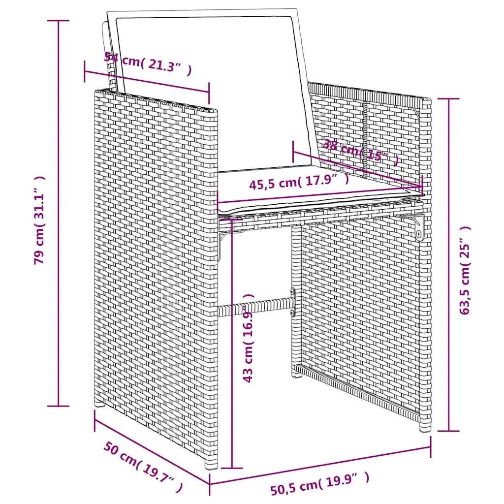 Outdoor Chairs Garden Seating 4 Pcs Black PE Rattan with Cushions