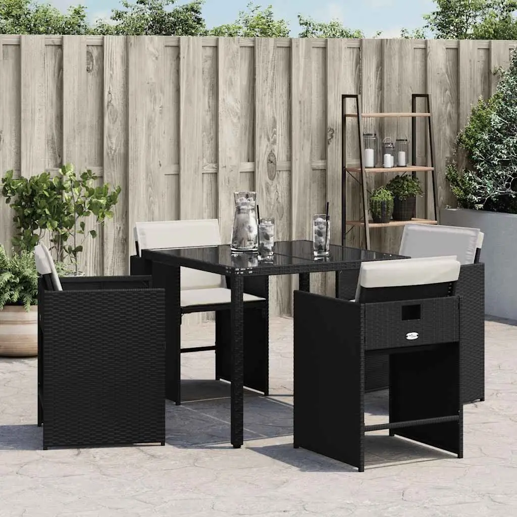 Outdoor Chairs Garden Seating 4 Pcs Black PE Rattan with Cushions