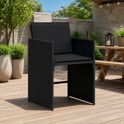 Comfortable Black Outdoor Chairs - Set of 4 with Cushions