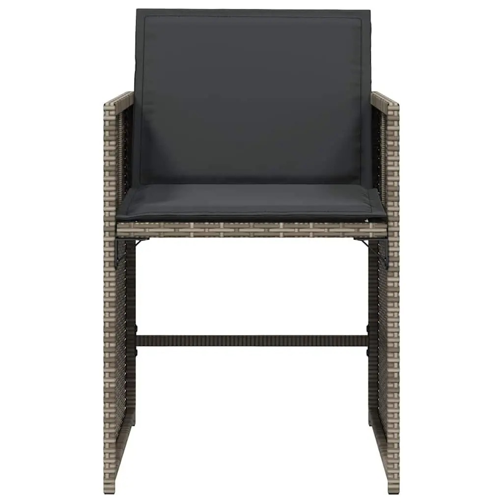Outdoor Garden Chairs 4 Piece Set Grey Poly Rattan with Padded Cushions Folding