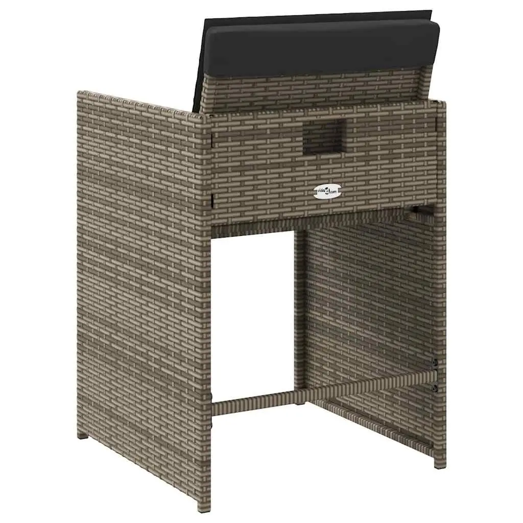 Outdoor Garden Chairs 4 Piece Set Grey Poly Rattan with Padded Cushions Folding
