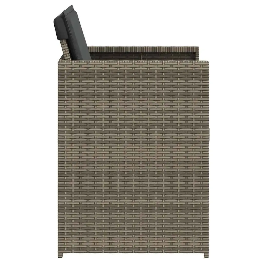 Outdoor Garden Chairs 4 Piece Set Grey Poly Rattan with Padded Cushions Folding