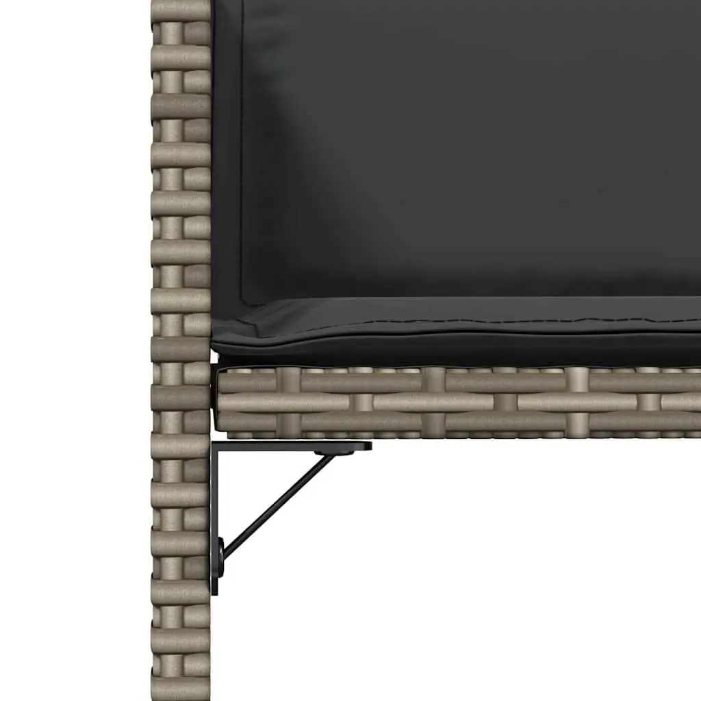 Outdoor Garden Chairs 4 Piece Set Grey Poly Rattan with Padded Cushions Folding