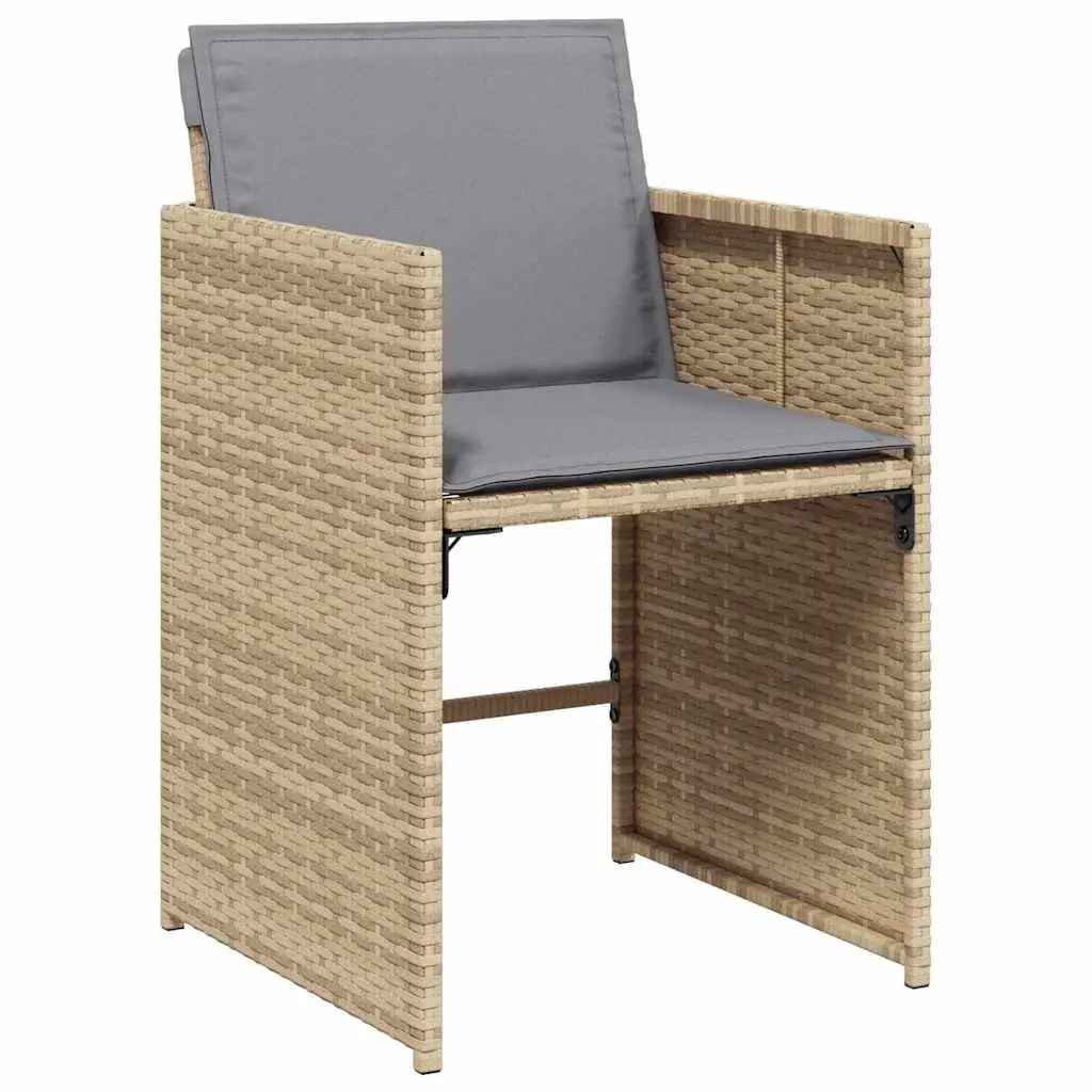Outdoor Garden Chairs Set 4 Piece Padded Cushions Beige Poly Rattan Seating