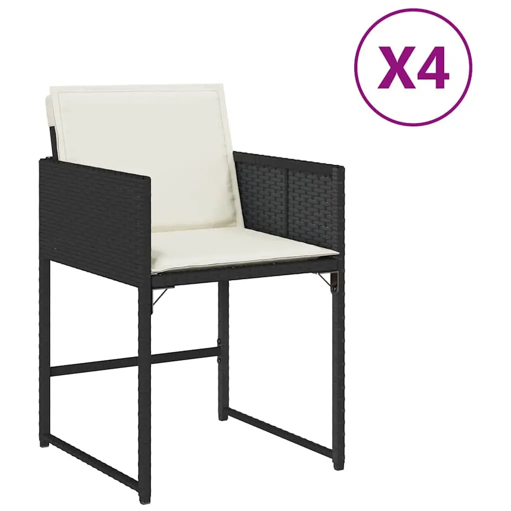 Outdoor Garden Chairs 4 pcs Black Poly Rattan with Cushions Comfortable Seating