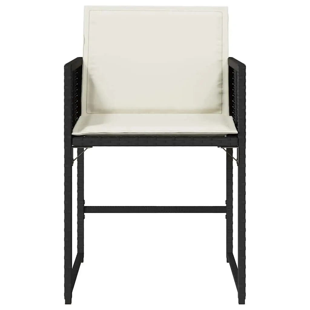 Outdoor Garden Chairs 4 pcs Black Poly Rattan with Cushions Comfortable Seating