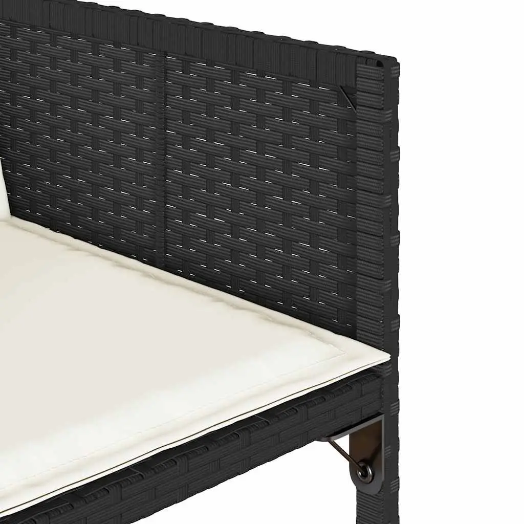 Outdoor Garden Chairs 4 pcs Black Poly Rattan with Cushions Comfortable Seating