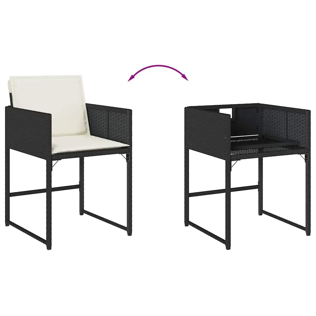 Outdoor Garden Chairs 4 pcs Black Poly Rattan with Cushions Comfortable Seating