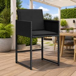 Comfort and Style: 4 Black Outdoor Chairs with Cushions