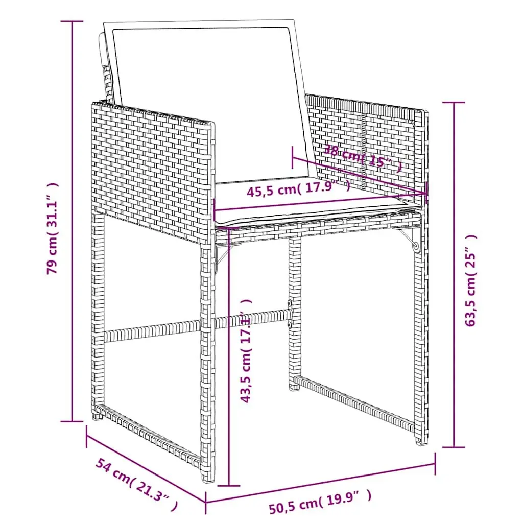 Outdoor Chairs Set of 4 with Removable Cushions