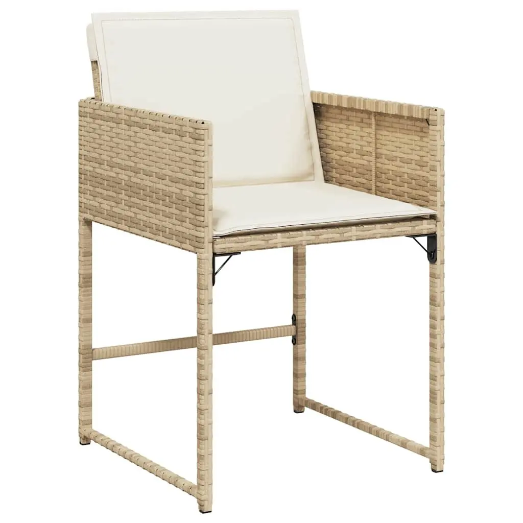 Outdoor Garden Chairs Set 4 Pcs with Cushions Beige Poly Rattan Seating