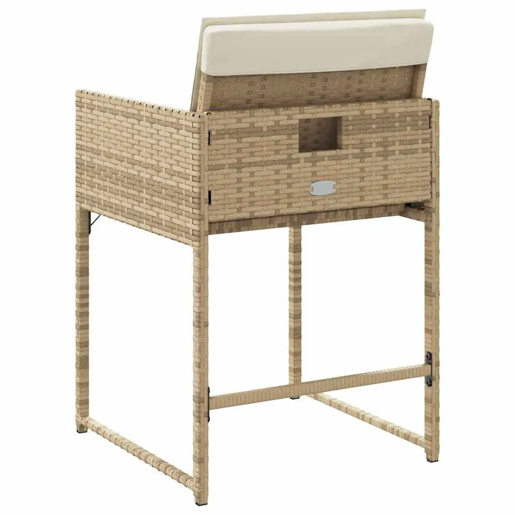Outdoor Garden Chairs Set 4 Pcs with Cushions Beige Poly Rattan Seating