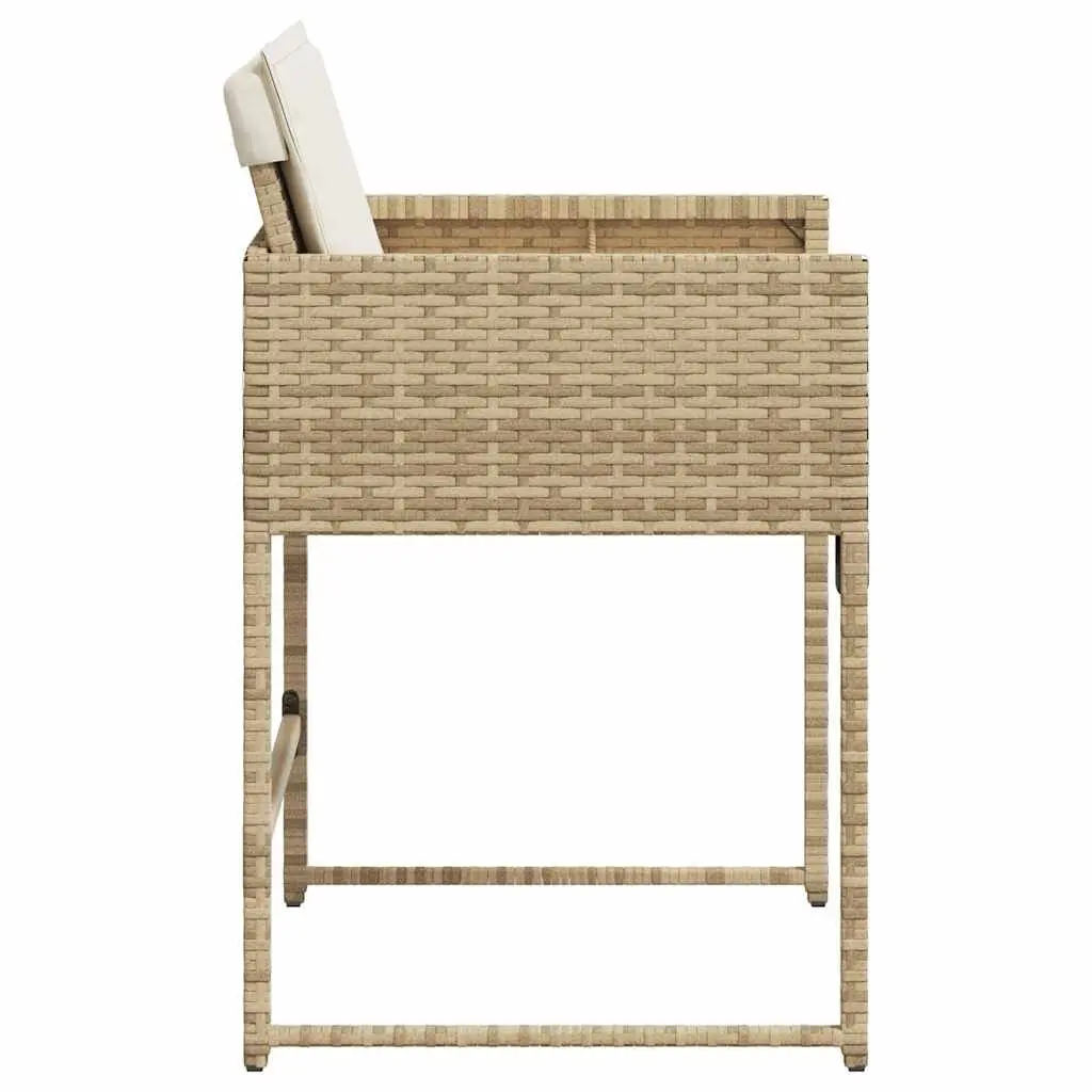 Outdoor Garden Chairs Set 4 Pcs with Cushions Beige Poly Rattan Seating