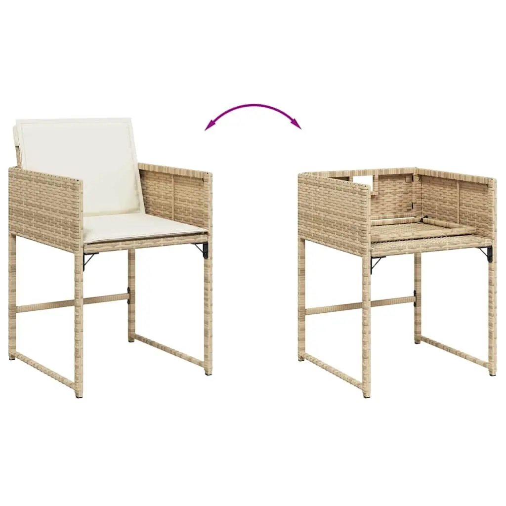 Outdoor Garden Chairs Set 4 Pcs with Cushions Beige Poly Rattan Seating