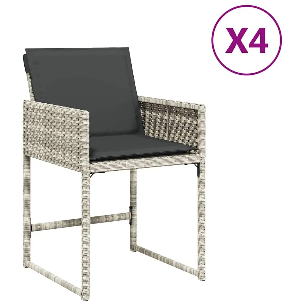 Outdoor Garden Chairs Set 4 Piece Grey Padded Cushions Folding Backrest