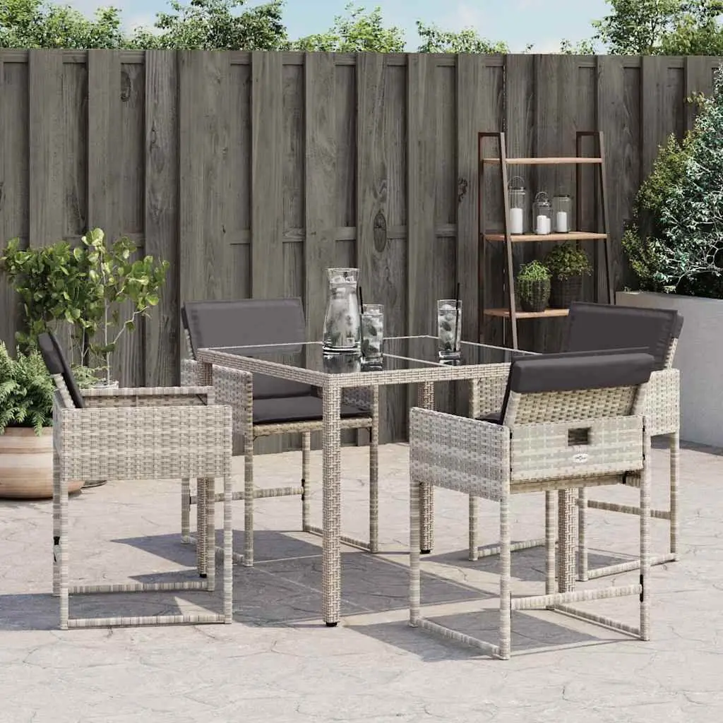Outdoor Garden Chairs Set 4 Piece Grey Padded Cushions Folding Backrest