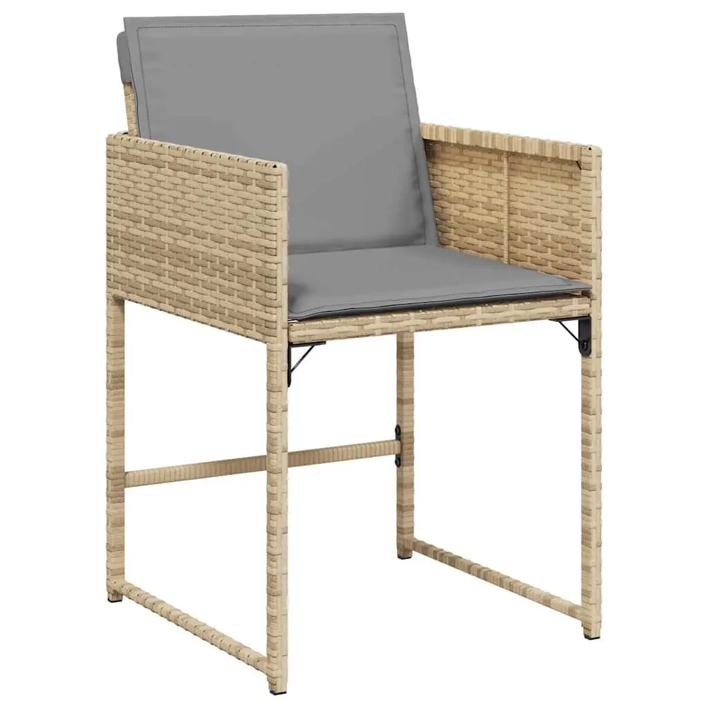 Garden Chairs Folding Backrest Beige 4 Piece with Cushions Outdoor Patio Seating